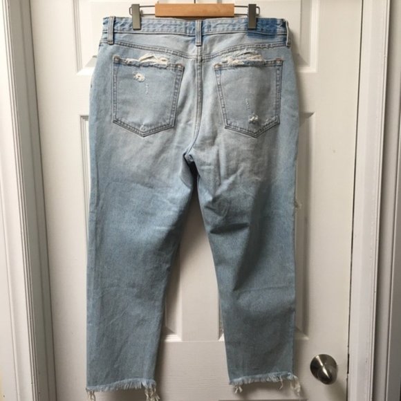 Abercrombie & Fitch Light Blue Distressed High Rise Mom Jeans - Picture 7 of 13
